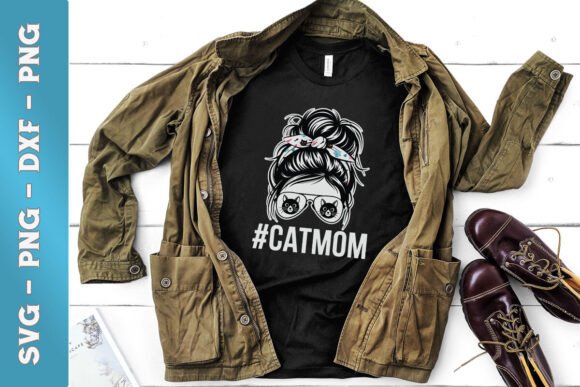 Cat Mom Messy Bun SVG for Crafts & Graphics