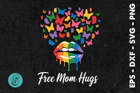 Free Mom Hugs Rainbow LGBT Pride SVG for Crafts & Graphics