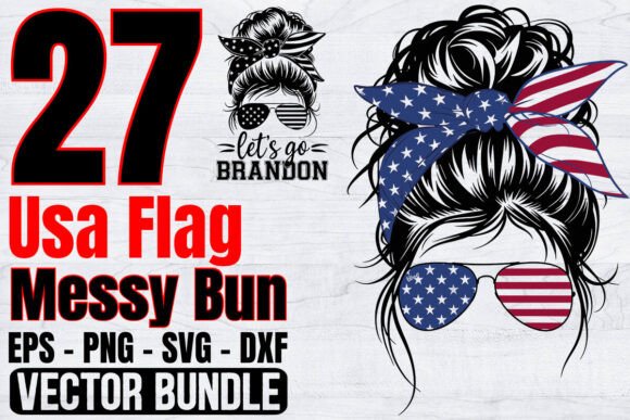 USA Flag Messy Bun SVG: Graphics for Crafts
